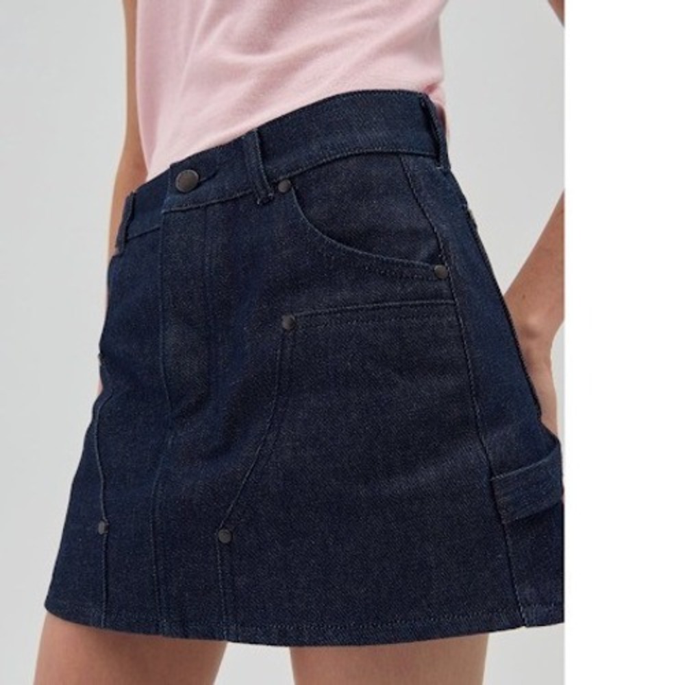 Renggli Cargo Mini Skirt Shadow Dark Wash Denim Utility Medium NEW Western